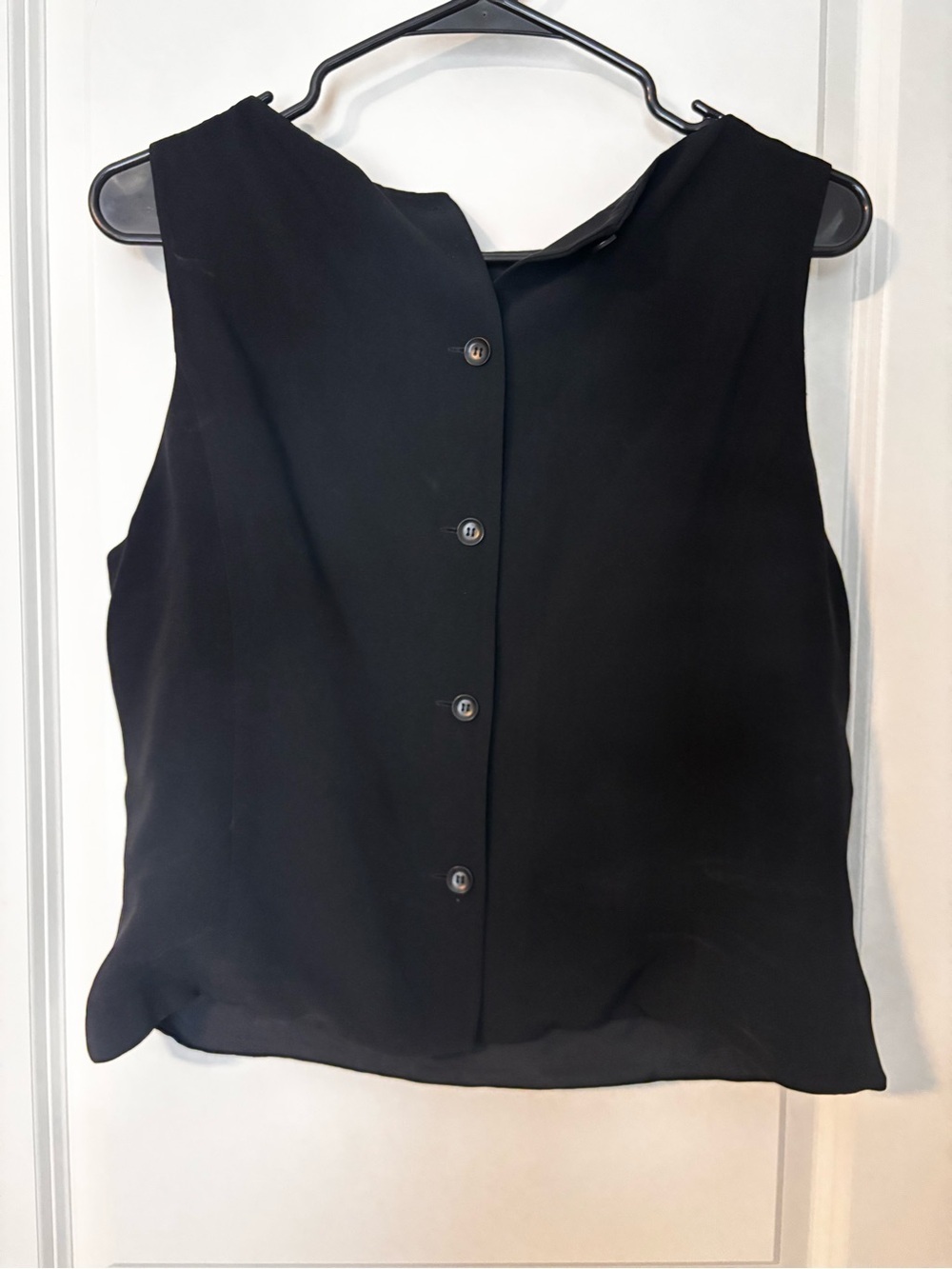 vintage crepette Classic Black Sleeveless Button top. Reversible!